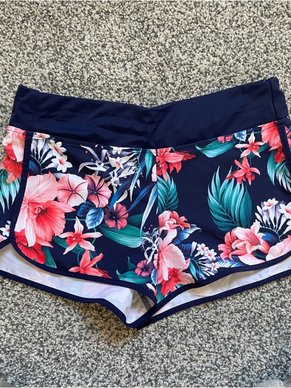 Tommy Bahama Navy Floral Athletic Swim Shorts